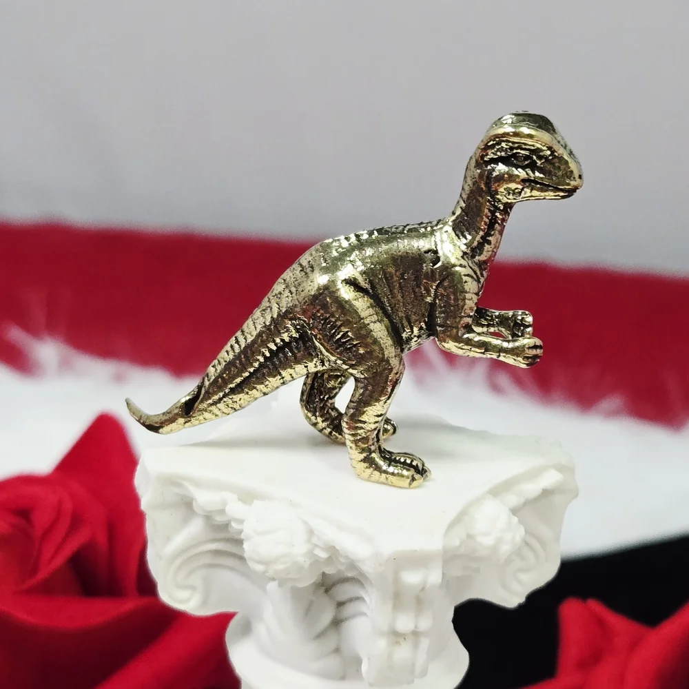Mini Vintage Brass T-Rex Dinosaur Figurine Gold Collectible Dino Miniature Decor